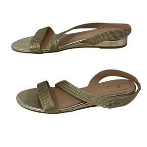 Women’s Size 10 Bandolino Kalinar Gold Strappy Wedge Sandals Open Toe –Worn Once